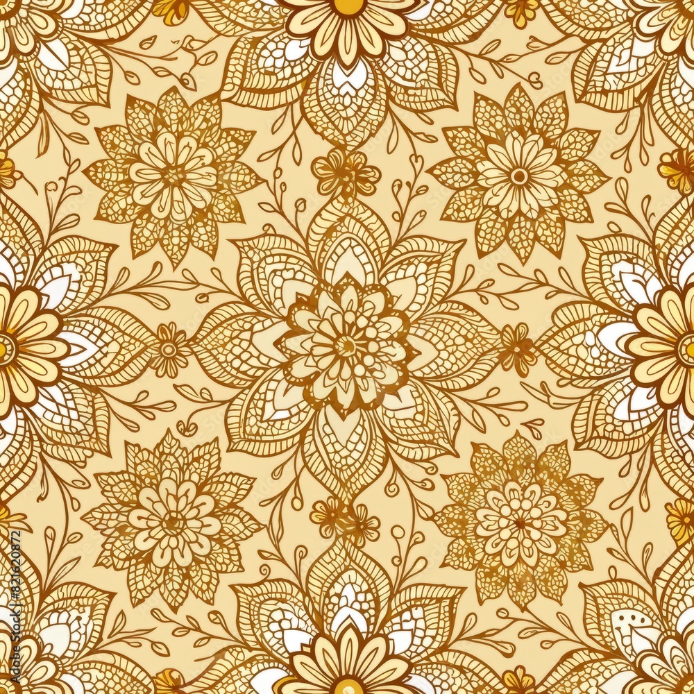 Seamless pattern of intricate lace patterns and textures, adding a touch of elegance and sophistication to your gift wrap, Generative AI Seamless pattern of intricate lace patterns and textures, adding a touch of elegance and sophistication to your gift wrap, Generative AI
