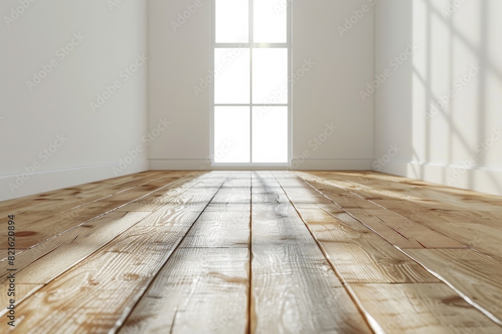 Naklejka premium Interior background with wooden floor created with generative ai