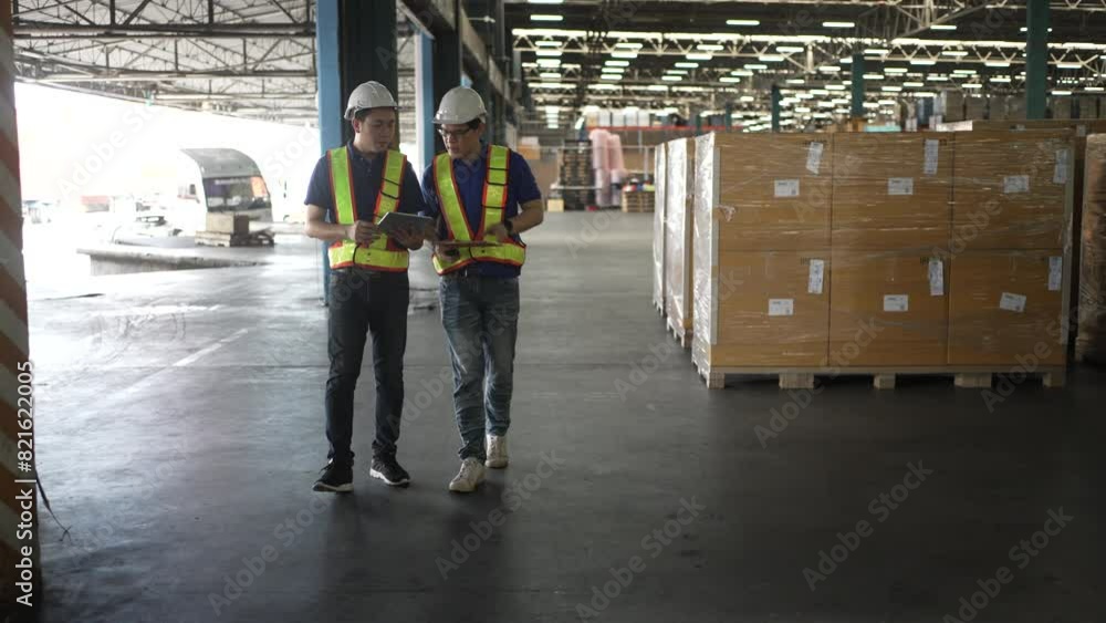 Logistic workers are working at logistic warehouse. Logistic workers are working at logistic warehouse.