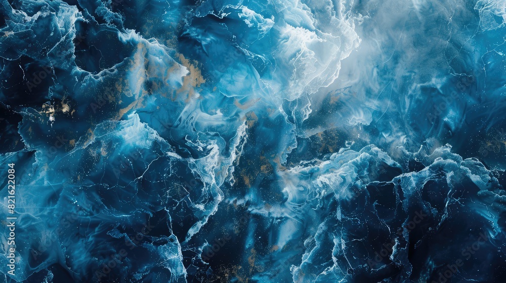 Azure Swirls: A Blue and Gold Marble Painting Azure Swirls: A Blue and Gold Marble Painting