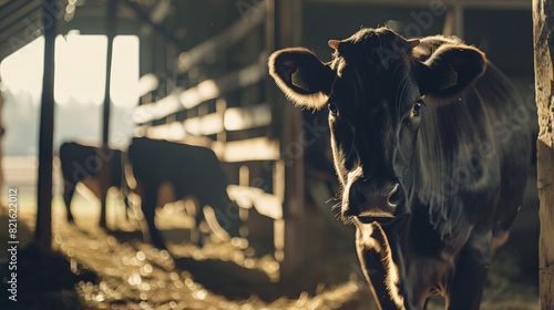 Cows in a Barn: A Detailed Stock Photography Shot. Generative AI photo