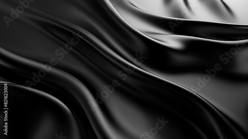Black silk cloth abstract background. Elegant luxurious backdrop,Black Silk Fabric Texture with Beautiful Waves. Elegant Background for a Luxury Product 