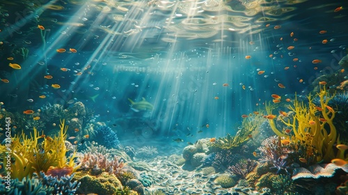 Fototapeta Naklejka Na Ścianę i Meble -  Underwater image of coral reef and Masked Butterfly Fish