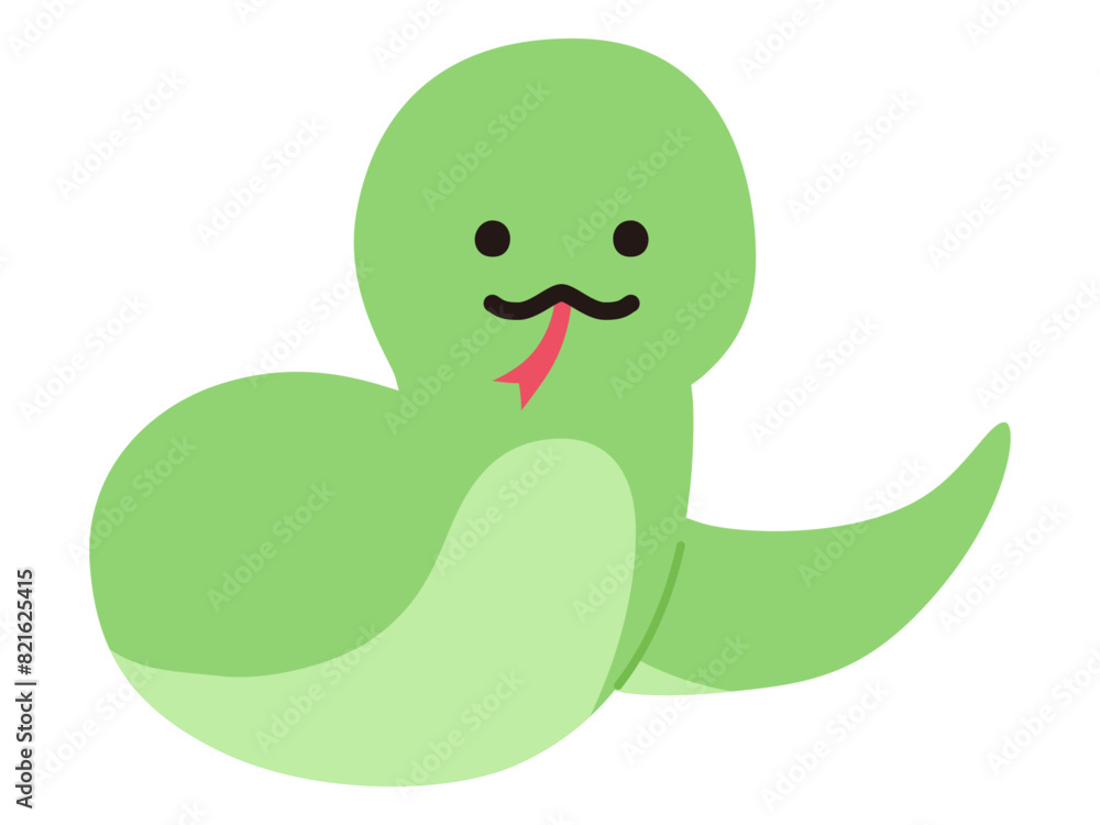 Naklejka premium ゆるい蛇のベクターイラスト。干支、十二支、へび、年賀