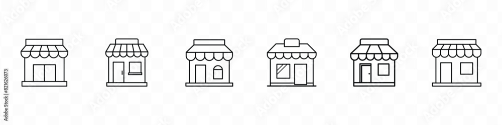 Set of store icon line design. Store vector illustration, store icon, Store building set design. Store icon set, Shop icon, Store vector solid icon style illustration. Set of store icon line design. Store vector illustration, store icon, Store building set design. Store icon set, Shop icon, Store vector solid icon style illustration.