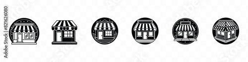 Set of store icon line design. Store vector illustration, store icon, Store building set design. Store icon set, Shop icon, Store vector solid icon style illustration.