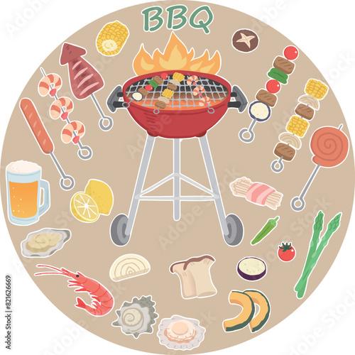 BBQ　イメージイラスト　円形