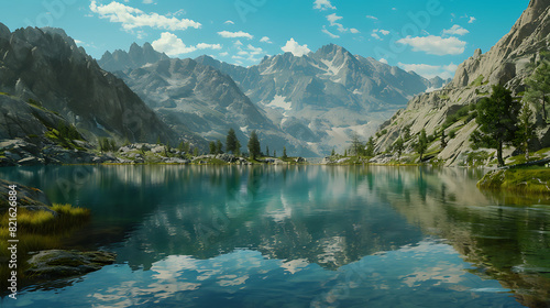 lake and mountains