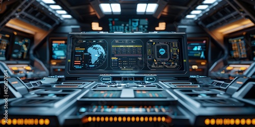 Futuristic Command Table in High Tech Spaceship Bridge for Sci Fi Collectibles and Product Concepts photo