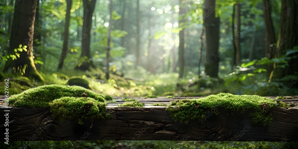 Moss Covered Table in Fairy Tale Forest Setting with Magical Ambiance for Whimsical and Fantasy Product Display Moss Covered Table in Fairy Tale Forest Setting with Magical Ambiance for Whimsical and Fantasy Product Display