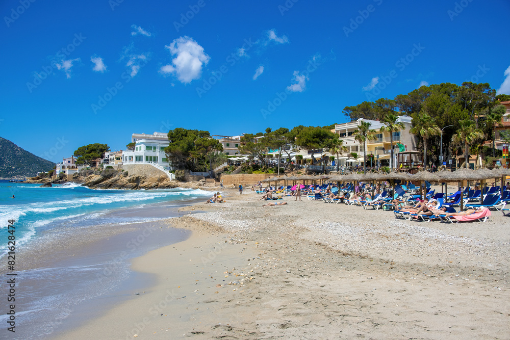Beautiful beach and sea in Sant Elm village, Majorca island, Spain