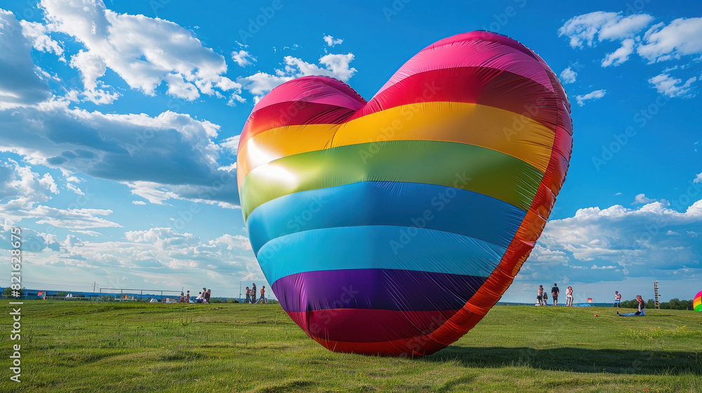 Obraz premium Colourful rainbow heart shaped balloon