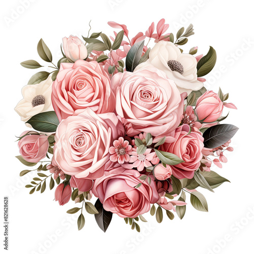 Blossoming Pink Roses Clipart Collection