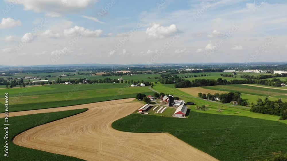 Drone shot of curve road and agricultural land Drone shot of curve road and agricultural land