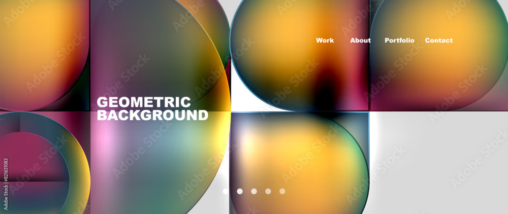 Fototapeta premium Bright colorful squares with round elements minimal geometric background. Vector Illustration For Wallpaper, Banner, Background, Card, Book Illustration, landing page