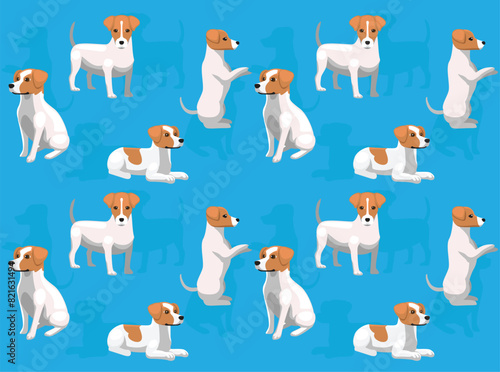 Dog Jack Russell Terrier Poses Cartoon Cute Seamless Wallpaper Background