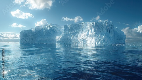 A melting glacier with water cascading into the ocean conceptual illustration of rapid ice melt and its contribution to sea level rise. © Sang