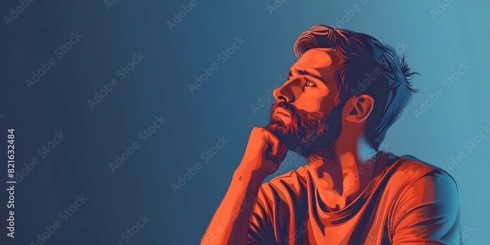 A Pensive Man Reflecting on His Regrets in an Emotive Digital of Human Emotions and Expressions A Pensive Man Reflecting on His Regrets in an Emotive Digital of Human Emotions and Expressions