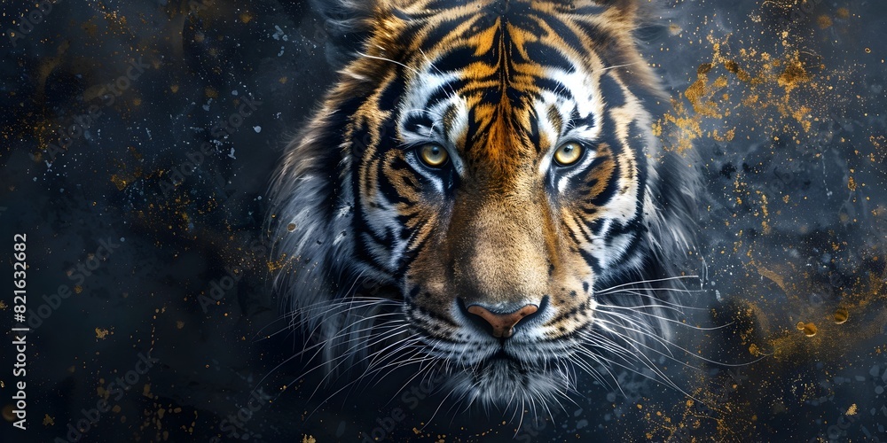 Striking Portrait of Endangered Bengal Tiger in Dramatic Digital Painting for Conservation Awareness Campaign