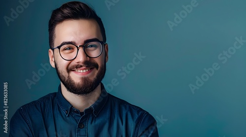 Cheerful Young Software Engineer Smiling at Corporate Workspace