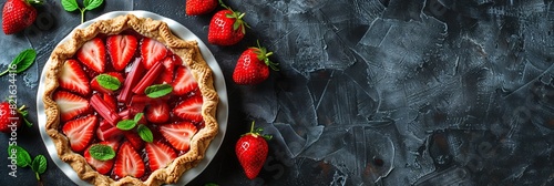the concept of national strawberry rhubarb pie day, copy space photo