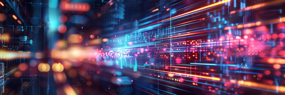 technology interface with abstract elements and motion blur effects, conveying a sense of speed and movement inherent in the advancement of digital technologies technology interface with abstract elements and motion blur effects, conveying a sense of speed and movement inherent in the advancement of digital technologies