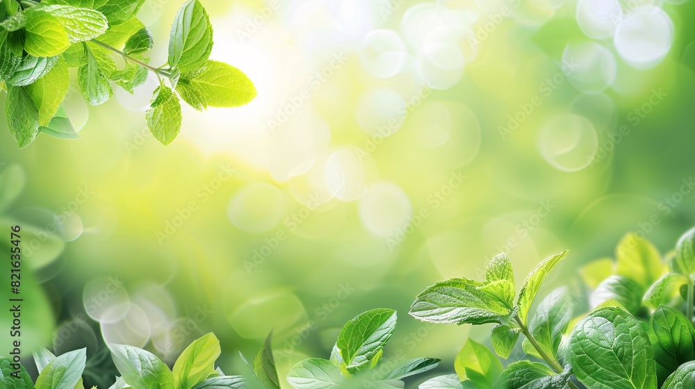 Beautiful nature view mint leaf on blurred greenery background under sunlight with bokeh and copy space using as background natural mints plants landscape, ecology wallpaper concept. Beautiful nature view mint leaf on blurred greenery background under sunlight with bokeh and copy space using as background natural mints plants landscape, ecology wallpaper concept.
