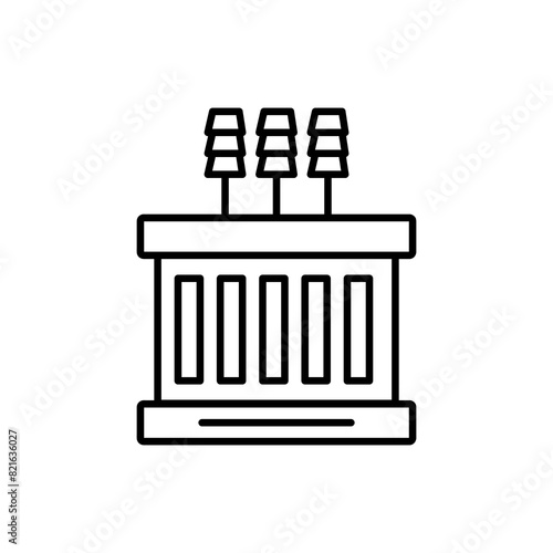 Electric transformer line icon, vector flat simple illustration for web and app on white background..eps
