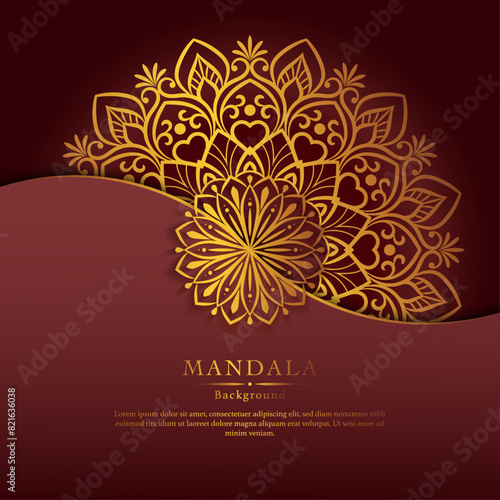 Luxury mandala design in gold color for decorations, greeting cards, fabric patterns, invitation and other printings, Black outlines also available for adult coloring book. 