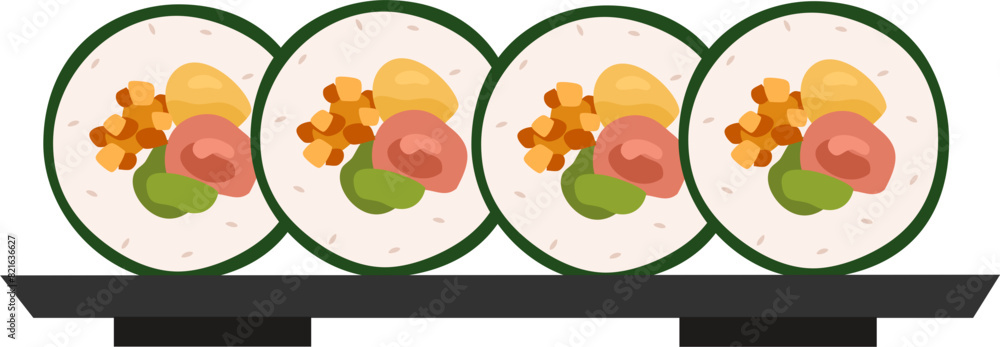 Gimbap or Korean Seaweed Rice Rolls. Traditional Korean Food Gimbap or ...