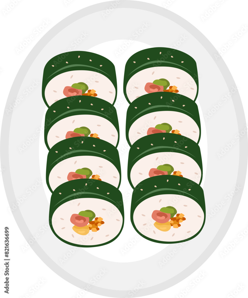 Gimbap or Korean Seaweed Rice Rolls. Traditional Korean Food Gimbap or ...