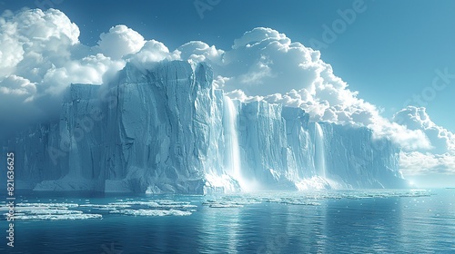 Wallpaper Mural A melting glacier with waterfalls of ice cascading into the ocean conceptual illustration of the rapid melting of polar ice caps. Torontodigital.ca