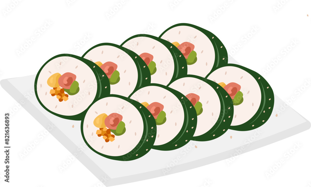 Gimbap or Korean Seaweed Rice Rolls. Traditional Korean Food Gimbap or ...