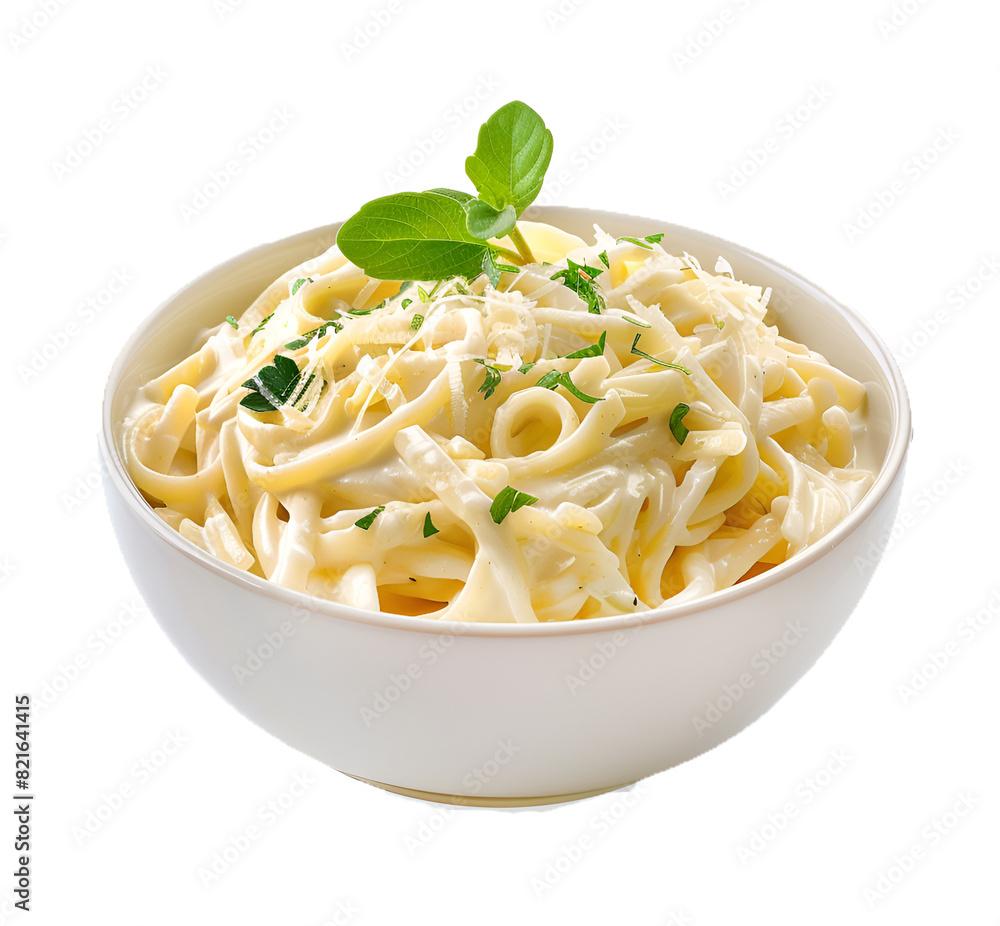 bowl of fettucini alfredo with garnish isolated on a transparent background
bowl of fettucini alfredo with garnish isolated on a transparent background