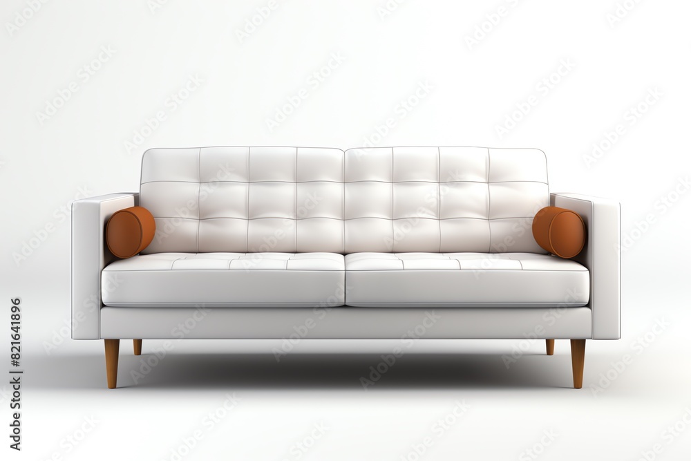a white couch with brown pillows a white couch with brown pillows
