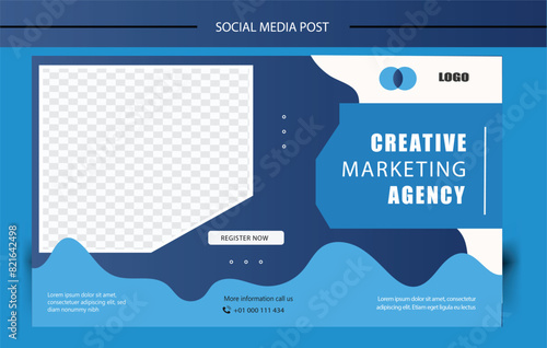  We are digital marketing solution agency social media post template. online webinar, online meeting, busines post, banner