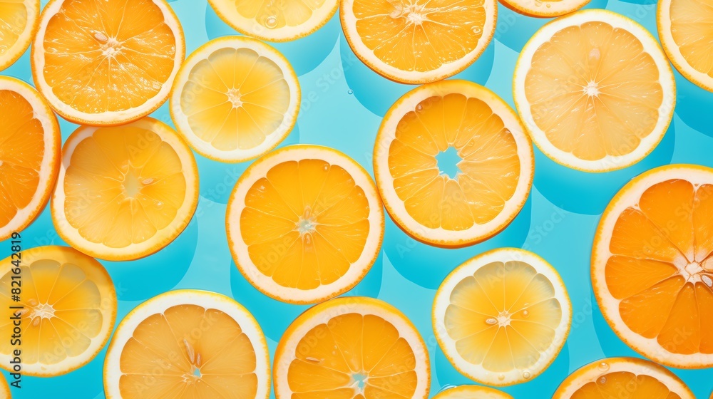 a group of orange slices floating in water a group of orange slices floating in water
