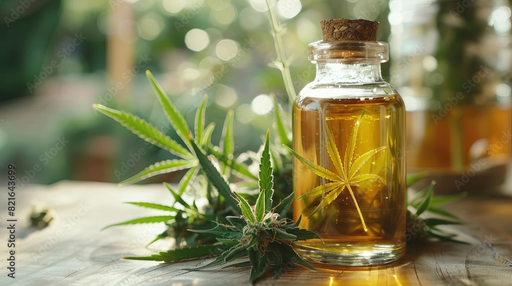 A prescription bottle with a cannabis leaf symbol A prescription bottle with a cannabis leaf symbol