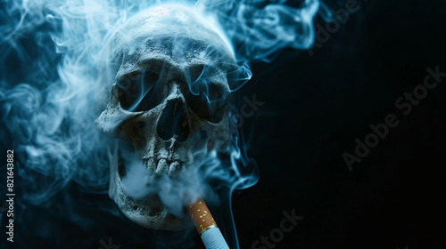 a skull smoking a cigarette photo
