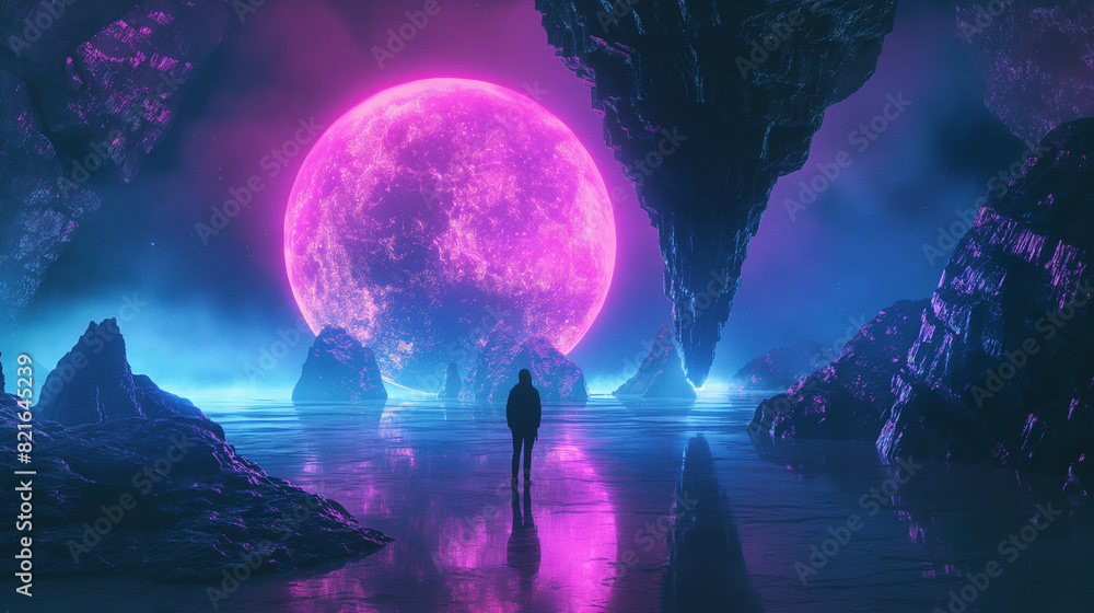 Obraz premium Unique background featuring a surreal blend of natural and digital elements