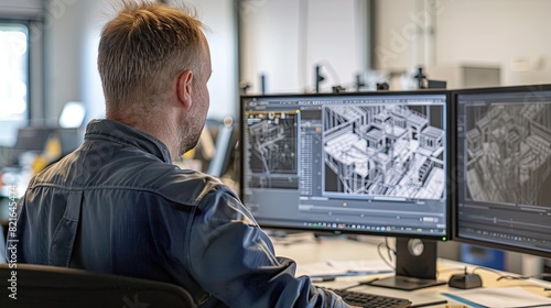 Engineer use BIM dashboard showing real-time construction analytics