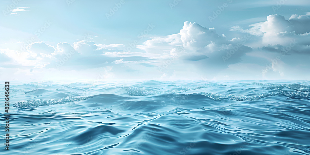 Sky Blurry Water Texture Blue Background for Copy Space, Abstract Aqueous Pattern with Soft Focus, Tranquil Ocean Surface, Serene Aquatic Backdrop, Generative AI

