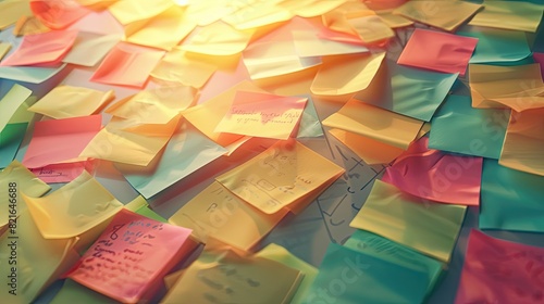 Creative brainstorming session with sticky notes on affiliate marketing strategies. photo