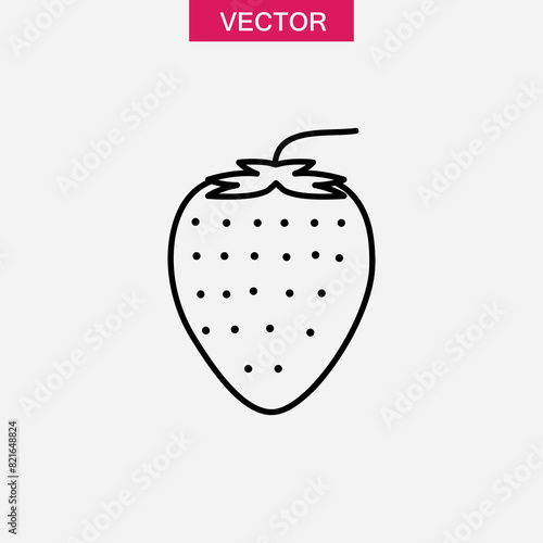Strawberry line icon, outline vector sign, simple illustration for web and app on white background..eps