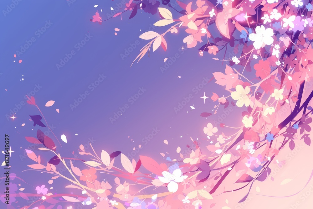 nature anime illustration lofi, copy space, vector, lofi pink and dark color --ar 3:2 --niji 6 Job ID: fece6119-d9f4-41b4-bfa8-fcff8a074561