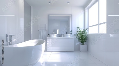 A recently cleaned  bright  modern African bathroom with a white background