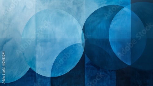 Abstract Blue Overlapping Circles Design