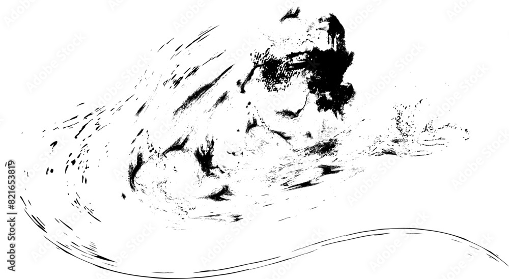 Grunge Brush Wave. Abstract surfing Icon .ink curved line , Vector paintbrush, brush strokes templates. Grunge Wave Logo Element. Surfing Icon, paintbrush with black ink in old style, abstract circle Grunge Brush Wave. Abstract surfing Icon .ink curved line , Vector paintbrush, brush strokes templates. Grunge Wave Logo Element. Surfing Icon, paintbrush with black ink in old style, abstract circle