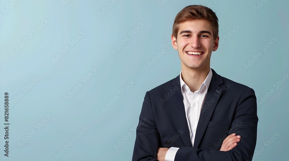 Confident Young Business Professional Smiling on Color Background Confident Young Business Professional Smiling on Color Background