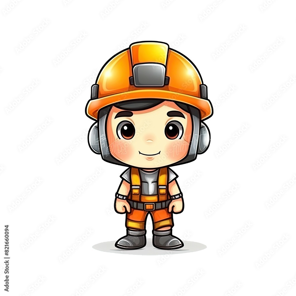 Art illustration Character Cute Worker isolated background Art illustration Character Cute Worker isolated background